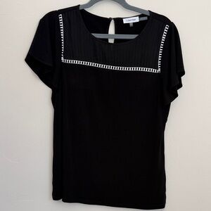 Calvin Klein Black Blouse with White Accents